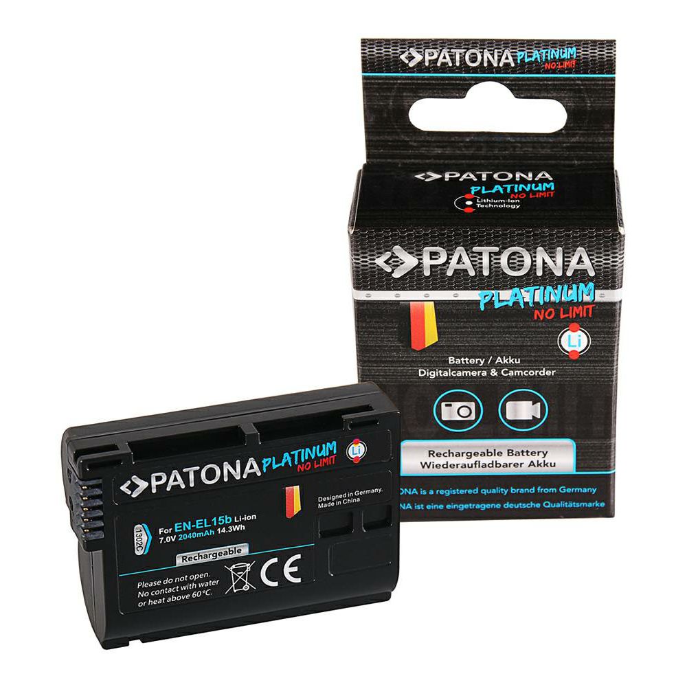 Patona EN-EL15 Platinum 2040mAh 14.3Wh 7V baterija za Nikon Z7, Z6, D850, D750, D500, D810, D610, D600, D7200, D7100, D7000, D800, D810A, D800E, 1 V1 EN-EL15