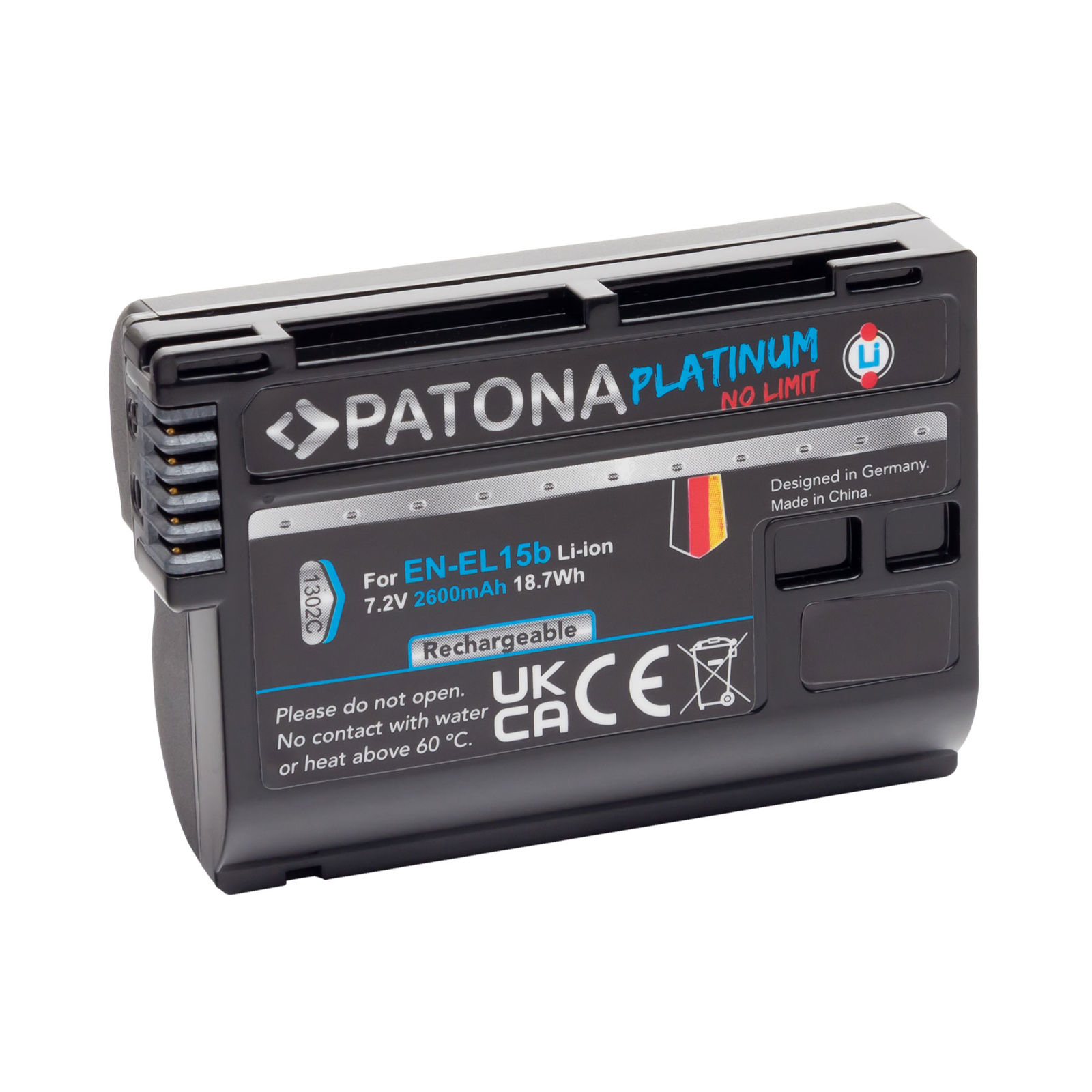 Patona EN-EL15b Platinum 2600mAh 18.7Wh 7.2V baterija za Nikon Z7, Z6, D850, D750, D500, D810, D610, D600, D7200, D7100, D7000, D800, D810A, D800E, 1 V1