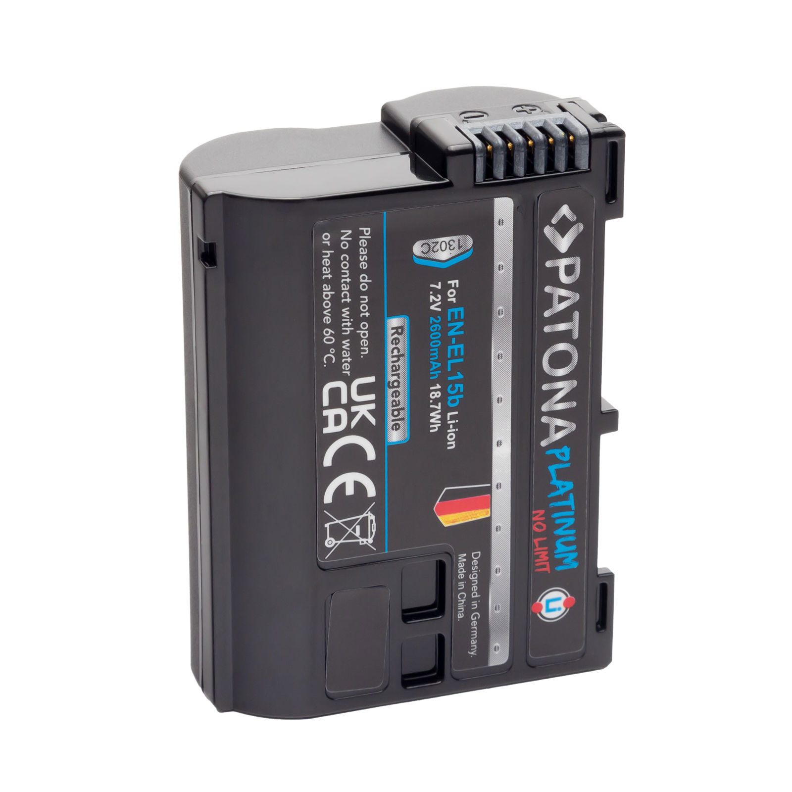 Patona EN-EL15b Platinum 2600mAh 18.7Wh 7.2V baterija za Nikon Z7, Z6, D850, D750, D500, D810, D610, D600, D7200, D7100, D7000, D800, D810A, D800E, 1 V1