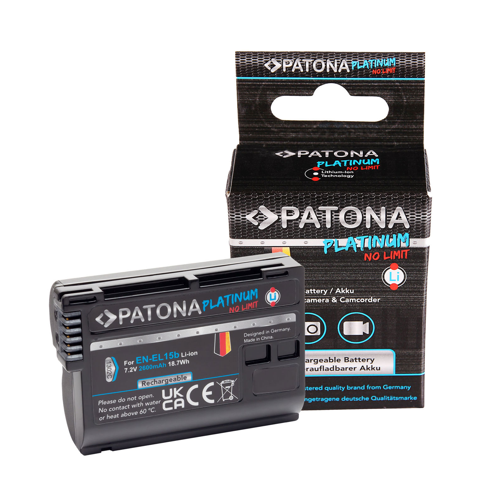 Patona EN-EL15b Platinum 2600mAh 18.7Wh 7.2V baterija za Nikon Z7, Z6, D850, D750, D500, D810, D610, D600, D7200, D7100, D7000, D800, D810A, D800E, 1 V1