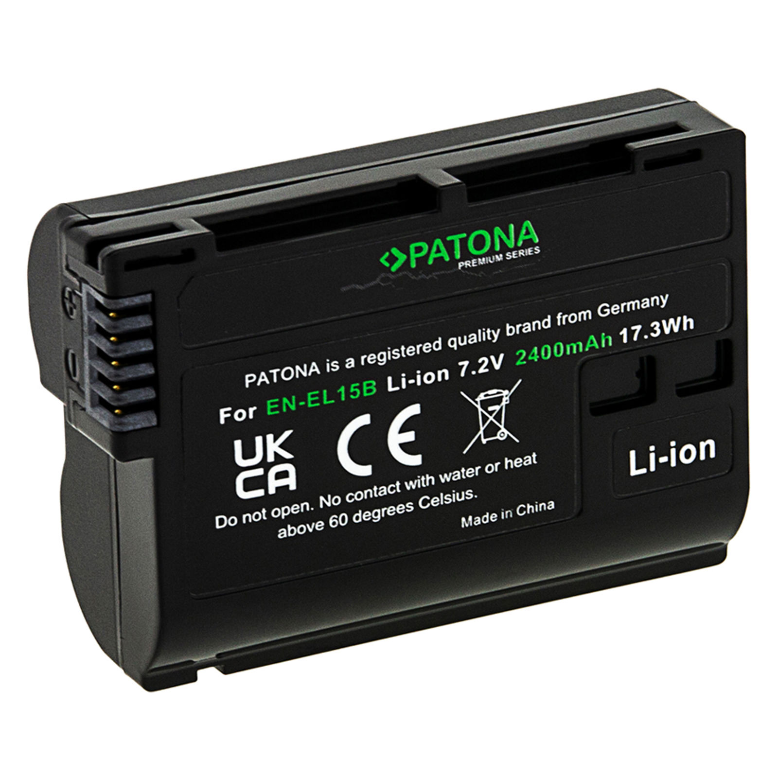 Patona EN-EL15b Premium 2400mAh 17,3Wh 7.2V baterija za Nikon Z7, Z6, D850, D750, D500, D810, D610, D600, D7200, D7100, D7000, D800, D810A, D800E, 1 V1