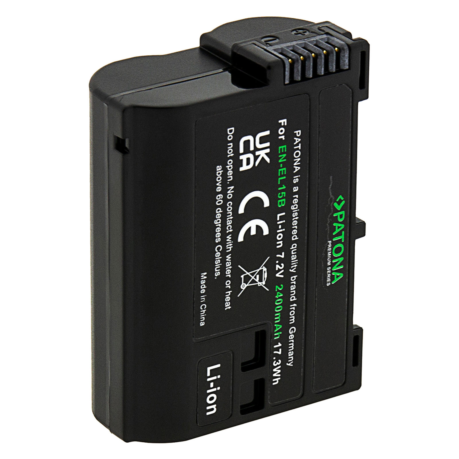 Patona EN-EL15b Premium 2400mAh 17,3Wh 7.2V baterija za Nikon Z7, Z6, D850, D750, D500, D810, D610, D600, D7200, D7100, D7000, D800, D810A, D800E, 1 V1