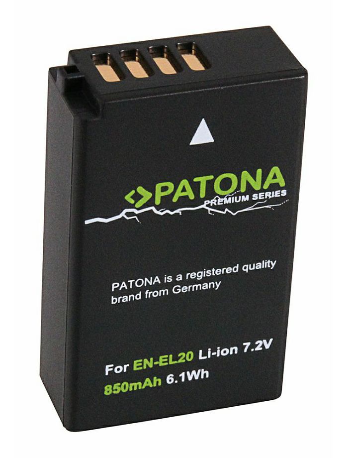 Patona EN-EL20 Premium 850mAh 7.2V 6.1Wh baterija za Nikon 1 J1, J-1, J2, J3, S1, V3, V-3, Blackmagic Pocket (ENEL20a, EN-EL20a)
