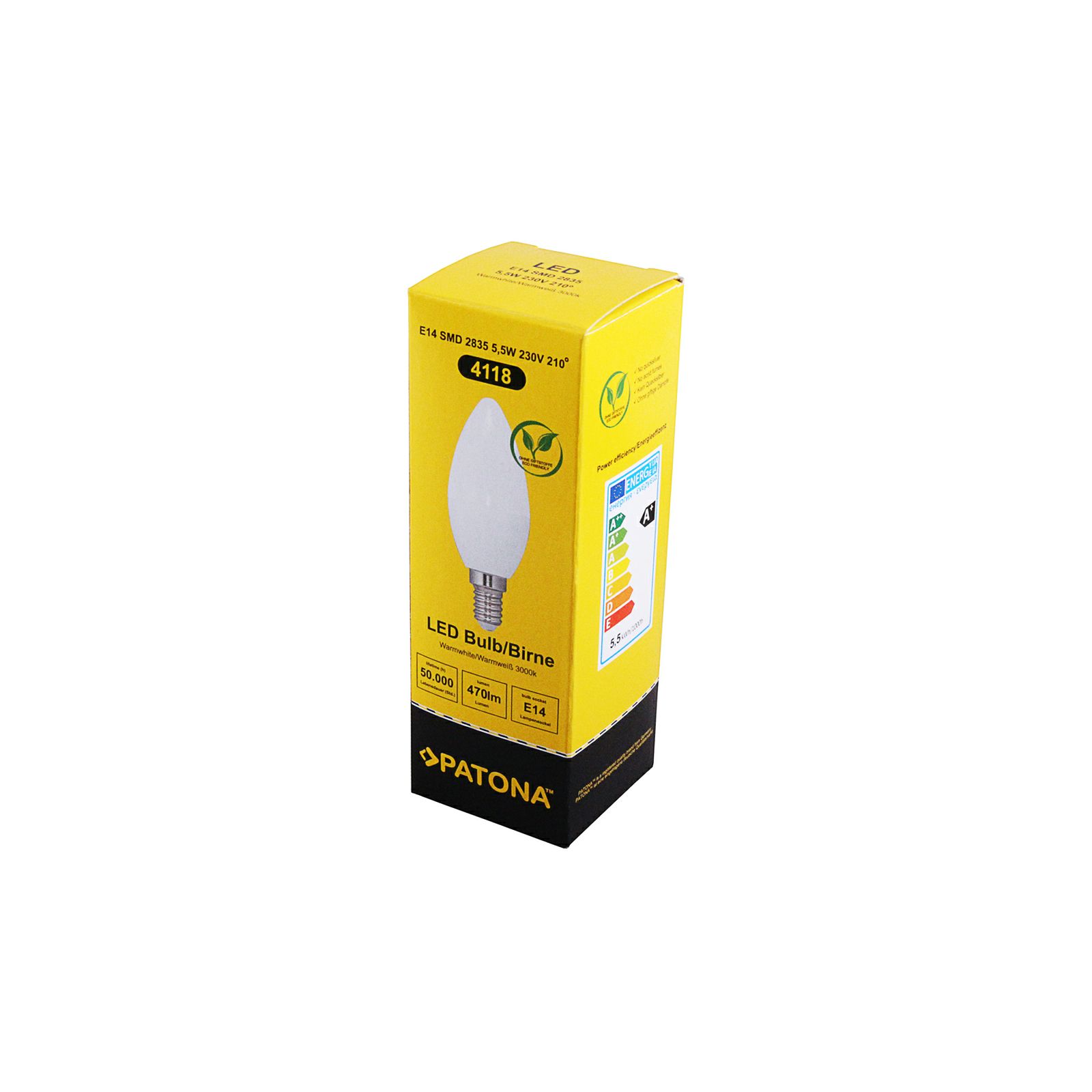 Patona LED candle E14 SMD 2835 5,5W 99x37mm 470lm 3000K 230V/50-60Hz A+ 210 warmwhite milkcover ceramic body