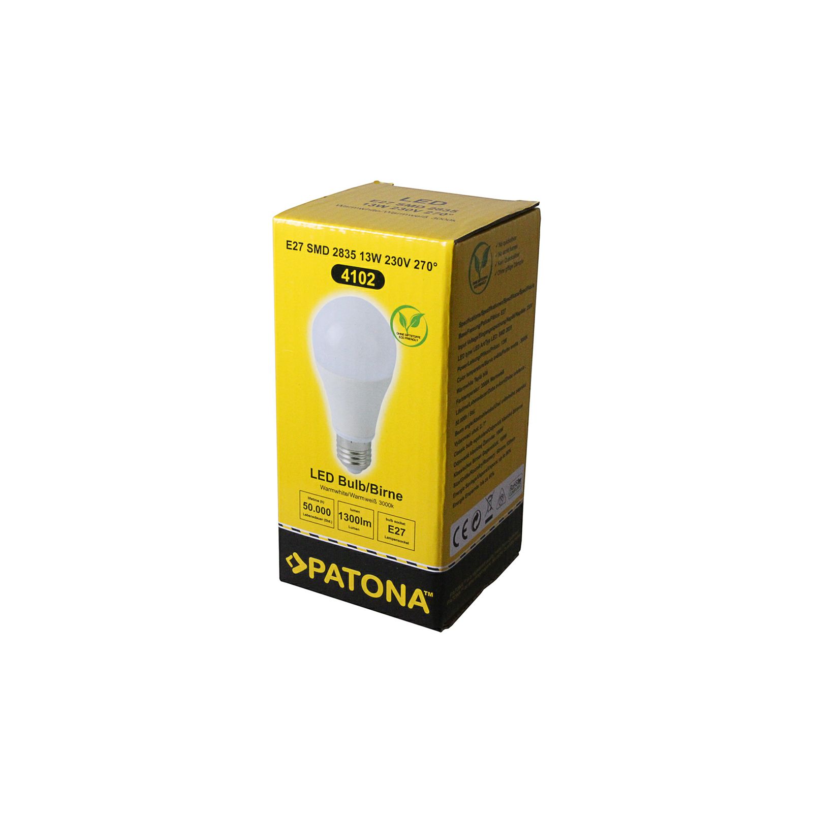 Patona LED E27 SMD 2835 13W 60x120mm 1300lm 3000K 230V/50-60Hz A+ warmwhite milkcover ceramic body