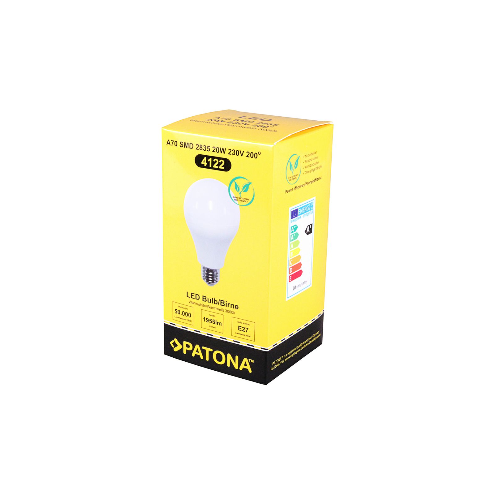 Patona LED E27 SMD 2835 20W 70x127mm 1955lm 3000K 230V/50-60Hz A+ warmwhite milkcover ceramic body
