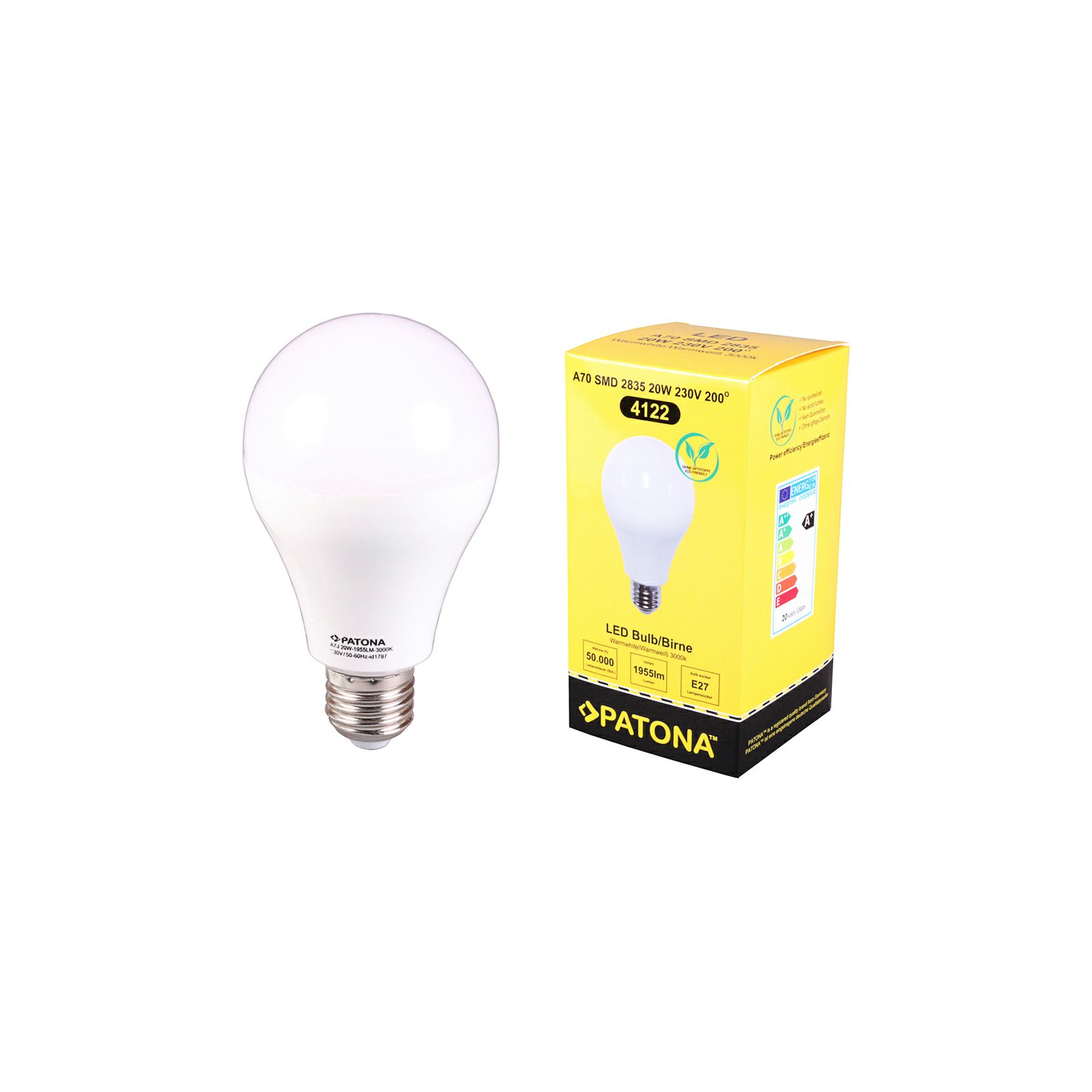 Patona LED E27 SMD 2835 20W 70x127mm 1955lm 3000K 230V/50-60Hz A+ warmwhite milkcover ceramic body