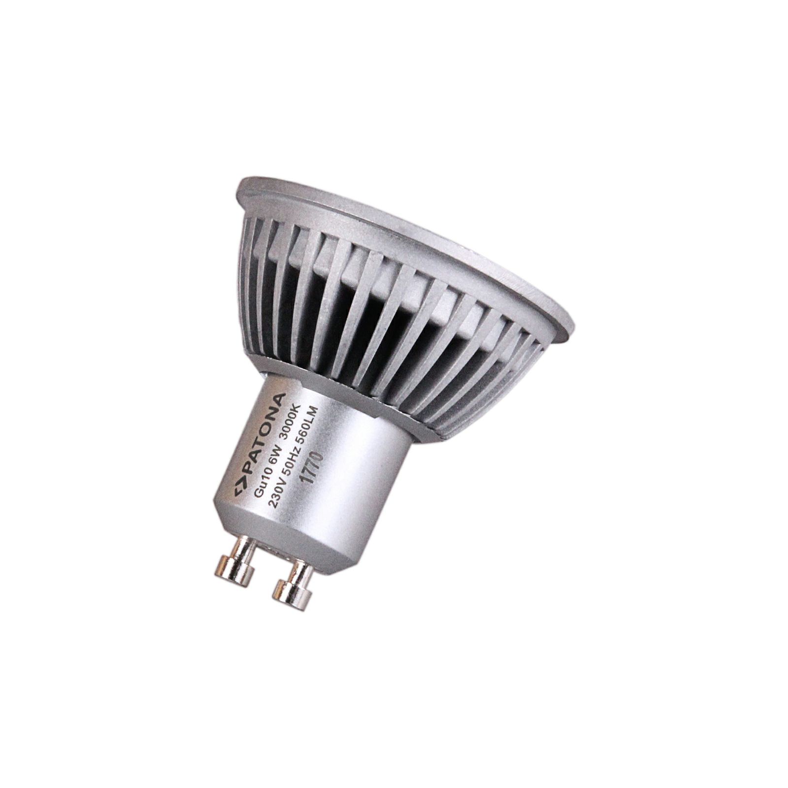 Patona LED GU10 SMD 2835 6W 50x55mm 3000K 230V 560lm A+ 120 warmwhite milkcover aluminium body class B