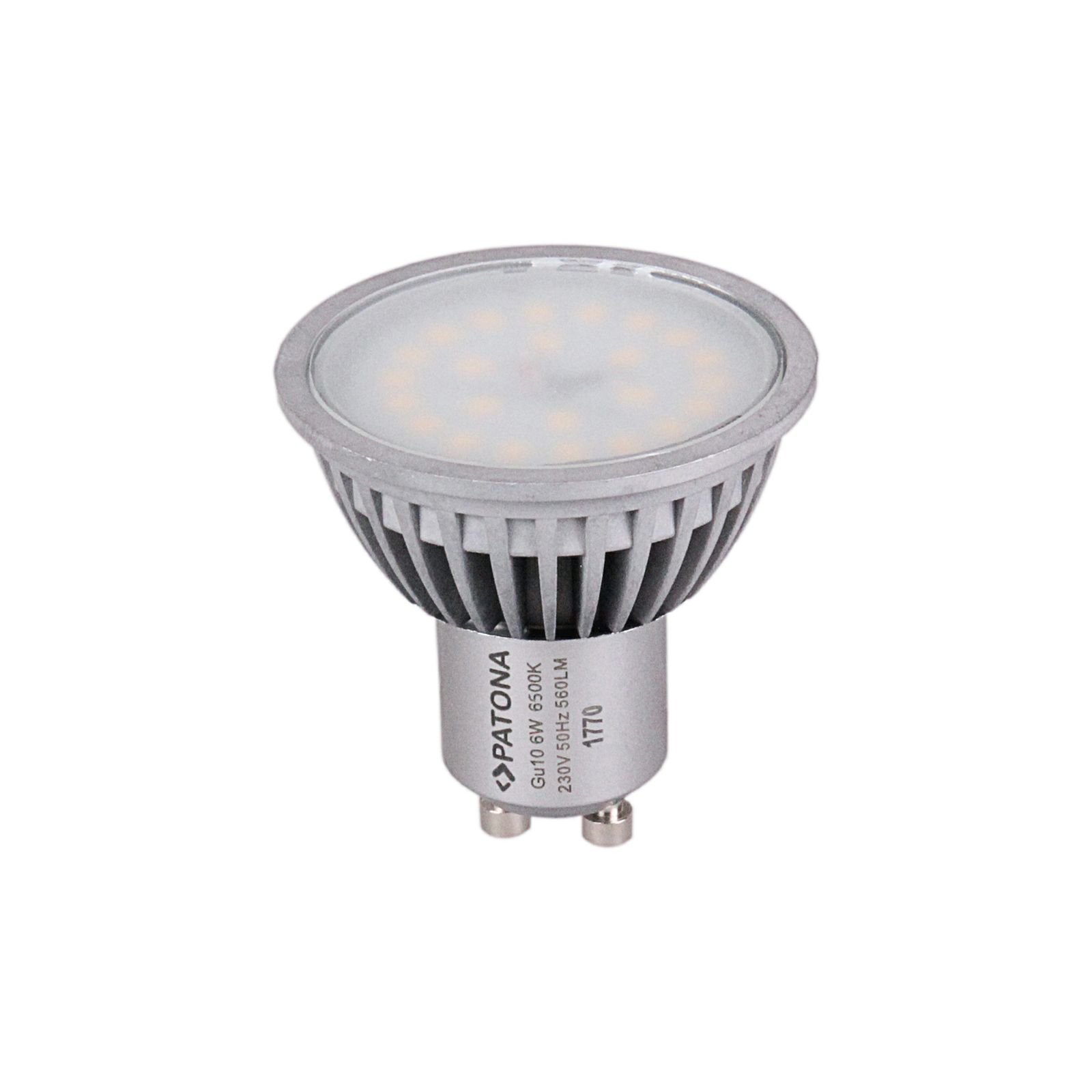 Patona LED GU10 SMD 2835 6W 50x55mm 3000K 230V 560lm A+ 120 warmwhite milkcover aluminium body class B