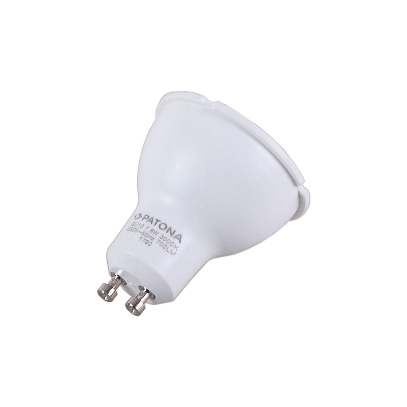 Patona LED GU10 SMD 2835 7.8W 50x55mm 702LM 3000K 230V/50Hz A+ 100 warmwhite milkcover plastic body