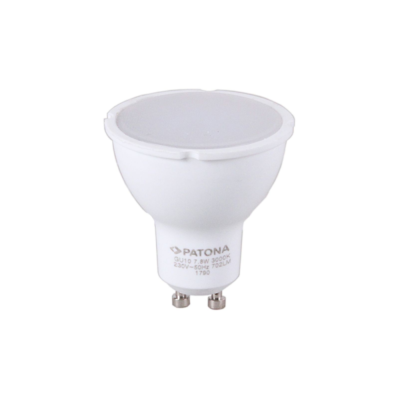 Patona LED GU10 SMD 2835 7.8W 50x55mm 702LM 3000K 230V/50Hz A+ 100 warmwhite milkcover plastic body