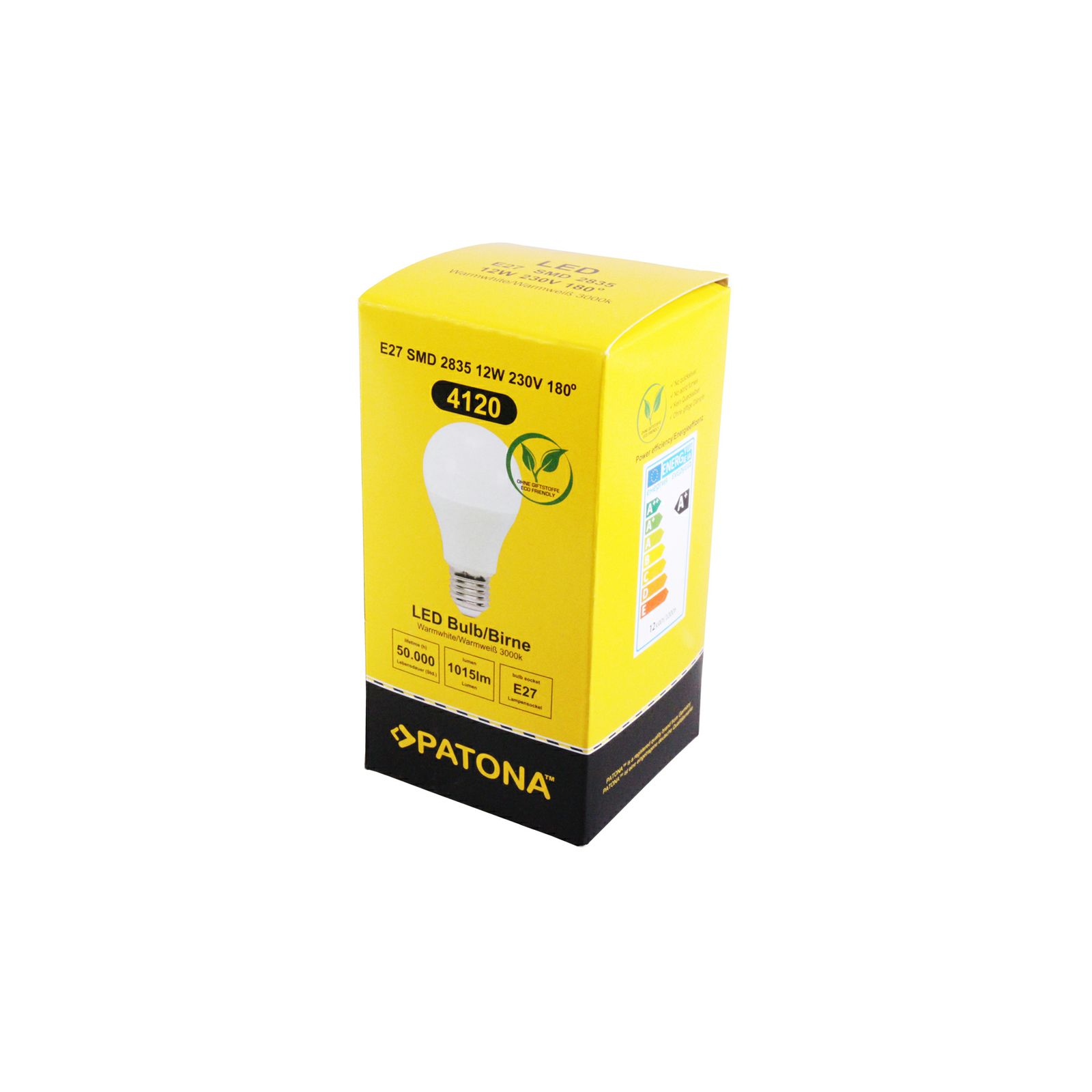 Patona LED E27 SMD 2835 12W 116x60mm 1015lm 3000K 230V/50-60Hz A+ 100 warmwhite milkcover aluminium body