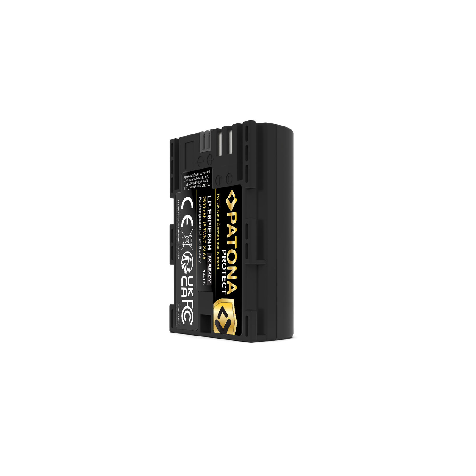Patona LP-E6P Protect 2600mAh 18.7Wh 7.2V baterija za Canon EOS R5 II R7 R6 II R5c R 90D 80D 70D 60D 7D II 6D II 5D IV 5D III 5DS R XC10 XC15 Blackmagic Pocket Cinema 6K 4K Battery Pack