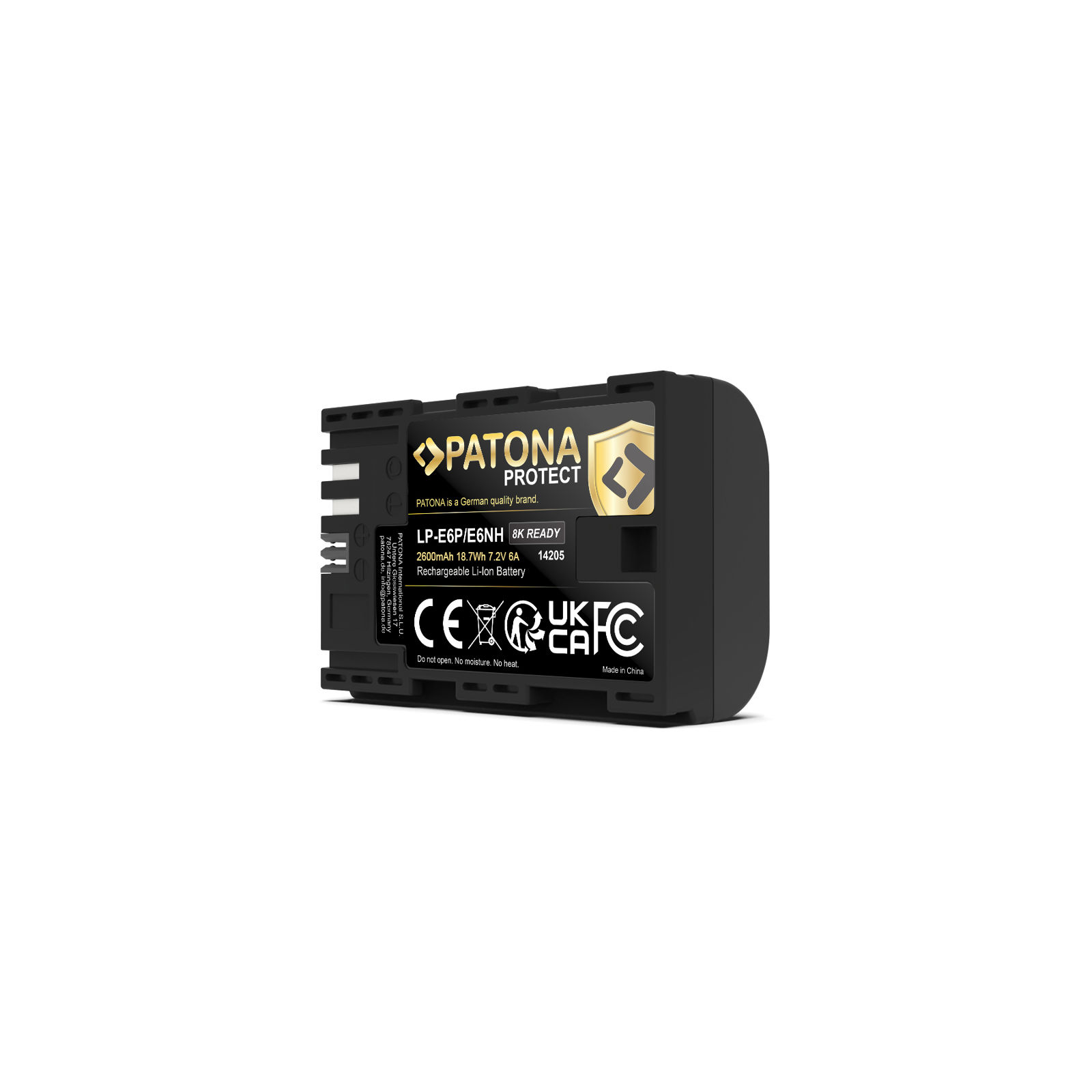 Patona LP-E6P Protect 2600mAh 18.7Wh 7.2V baterija za Canon EOS R5 II R7 R6 II R5c R 90D 80D 70D 60D 7D II 6D II 5D IV 5D III 5DS R XC10 XC15 Blackmagic Pocket Cinema 6K 4K Battery Pack