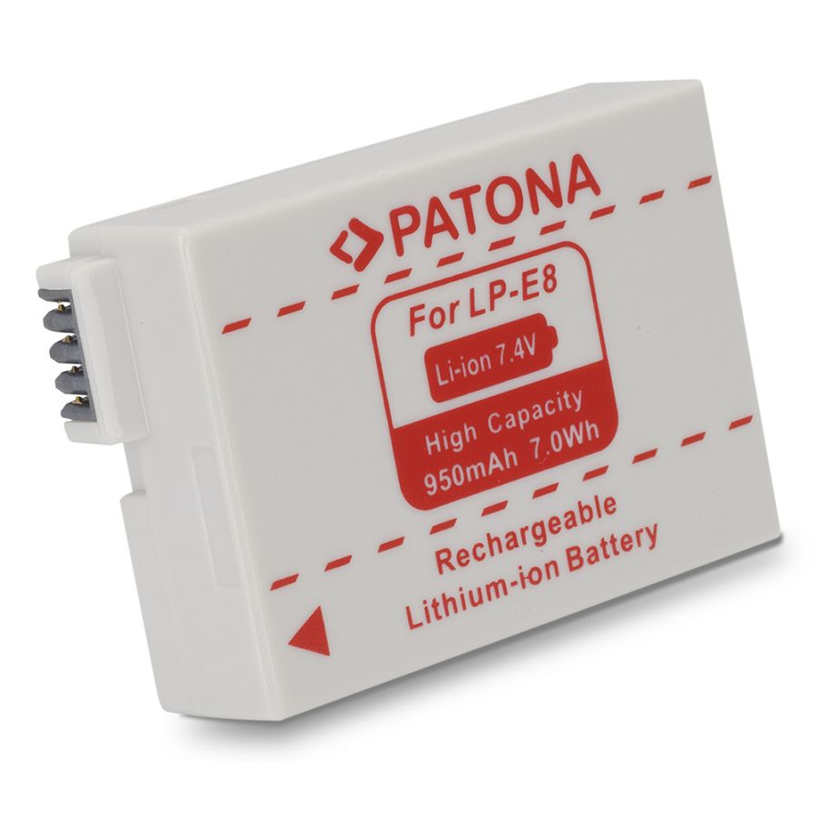 Patona LP-E8 950mAh 7.4V 7Wh baterija za Canon EOS 700D, 650D, 600D, 550D LPE8 Rechargeable Lithium-Ion Battery Pack