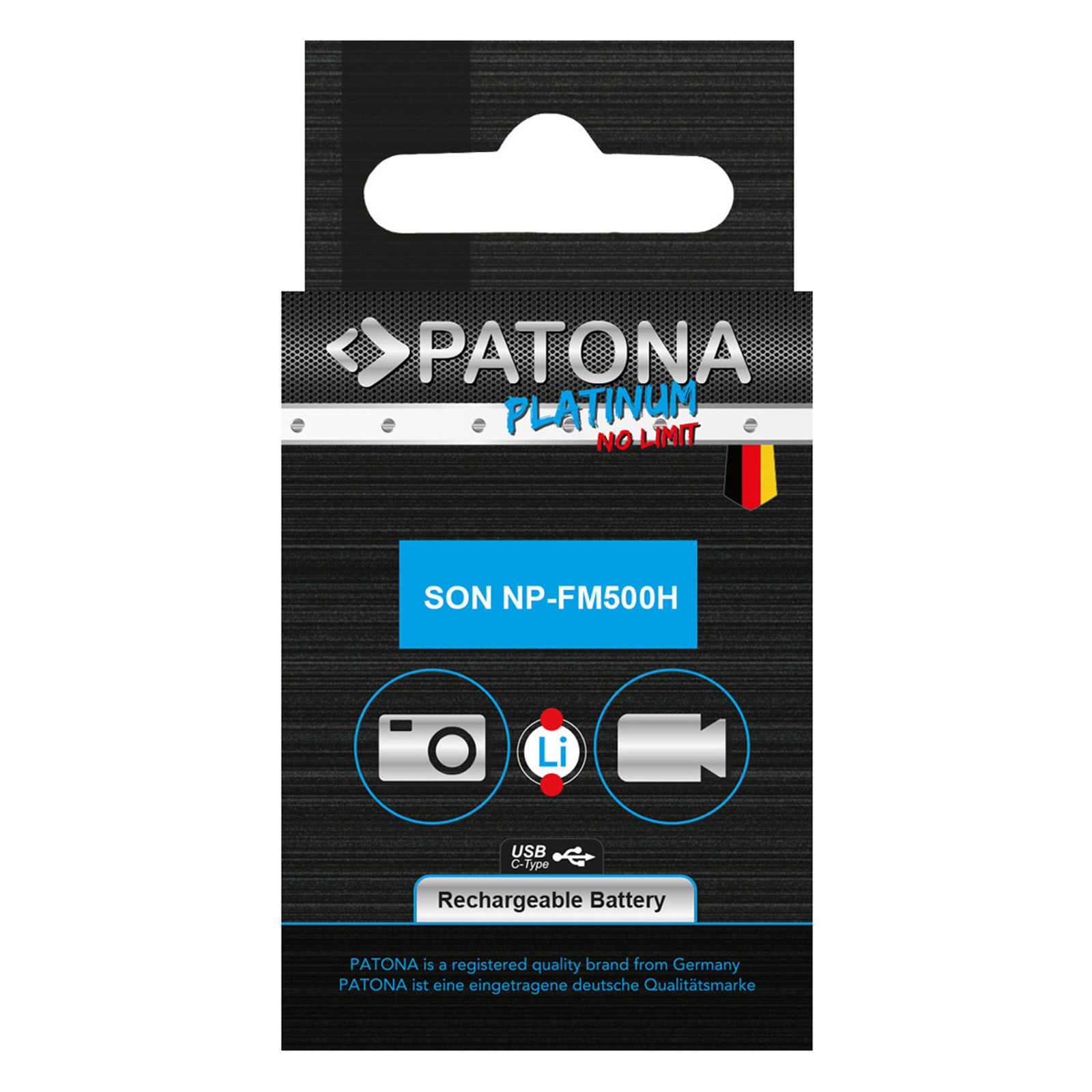 Patona NP-FM500H Platinum 2600mAh 18,7Wh 7.2V USB-C baterija za Sony A99, A77, A65, A58, A57, A900, A850, A200, A300, A350, A450, A500, A550, A700, SLT-A57, SLT-A58, SLT-A65, SLT-A77, SLT-A99, A100