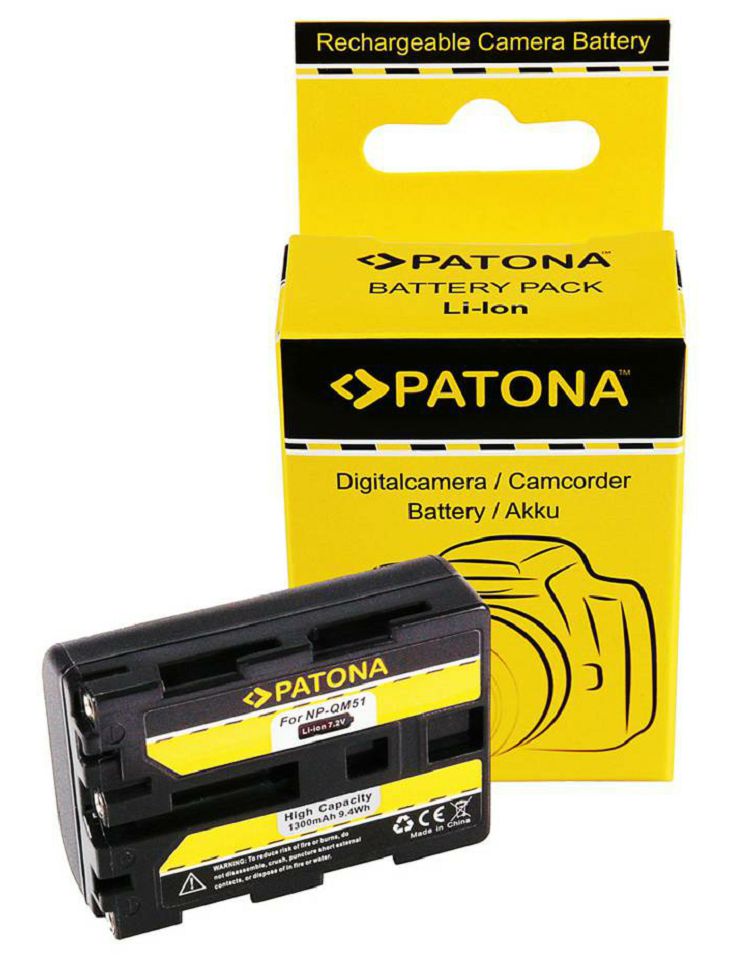 Patona NP-FM55 1300mAh 9.4Wh 7.2V baterija za Sony QM51 FM50 DSLR-A100 NP-FM30, NP-FM50, NP-FM70, NP-FM90, NP-QM51D, NP-QM71D, NP-QM91D, NP-QM51, NP-QM71, NP-QM9 Lithium-Ion Battery Pack