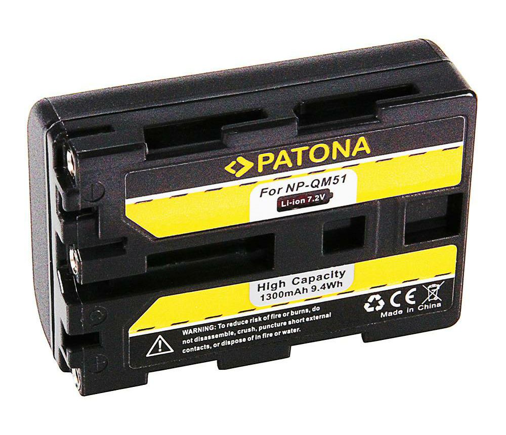 Patona NP-FM55 1300mAh 9.4Wh 7.2V baterija za Sony QM51 FM50 DSLR-A100 NP-FM30, NP-FM50, NP-FM70, NP-FM90, NP-QM51D, NP-QM71D, NP-QM91D, NP-QM51, NP-QM71, NP-QM9 Lithium-Ion Battery Pack