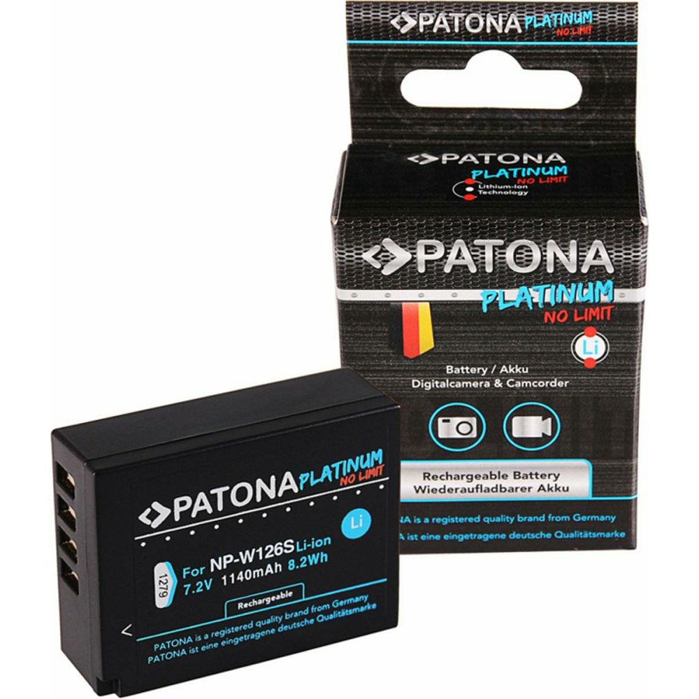 Patona NP-W126S Platinum 1140mAh 8.2Wh 7.2V baterija za Fujifilm NP-W126 za Fuji X-T30, X-T20, X-T10, X-T3, X-T2, X-T1, X-T100, X-A5, X-A3, X-A2, X-A1, X-A10, X-E3, X-E2S, X-E2, X-E1, X-M1, X-Pro2