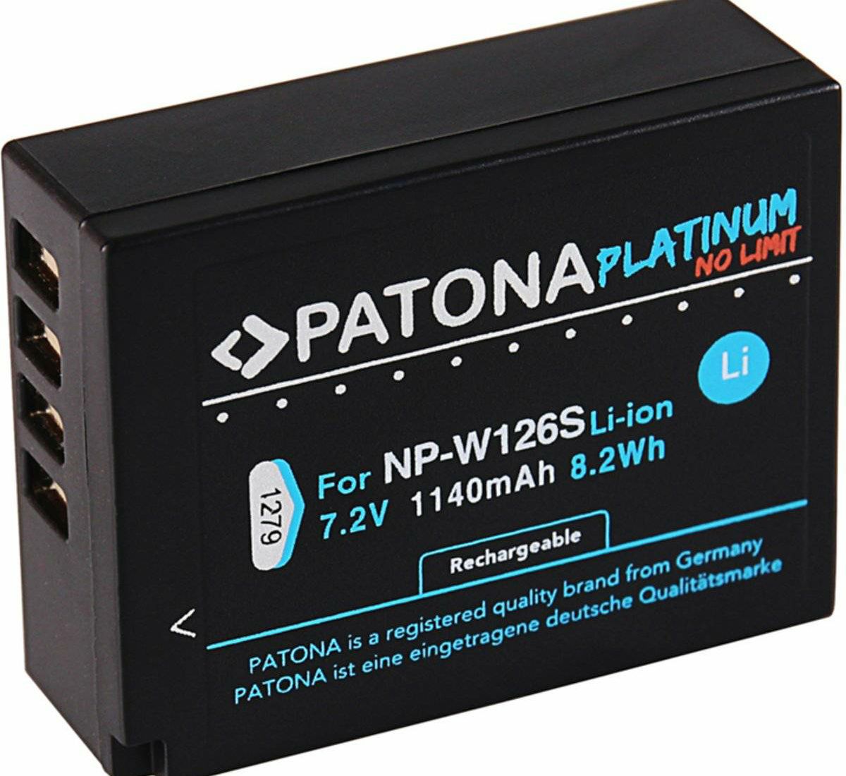 Patona NP-W126S Platinum 1140mAh 8.2Wh 7.2V baterija za Fujifilm NP-W126 za Fuji X-T30, X-T20, X-T10, X-T3, X-T2, X-T1, X-T100, X-A5, X-A3, X-A2, X-A1, X-A10, X-E3, X-E2S, X-E2, X-E1, X-M1, X-Pro2