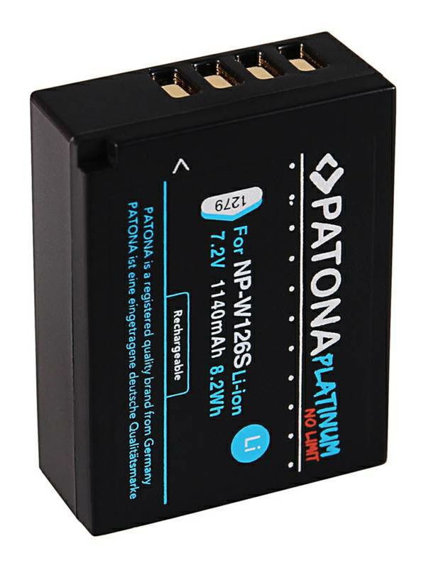 Patona NP-W126S Platinum 1140mAh 8.2Wh 7.2V baterija za Fujifilm NP-W126 za Fuji X-T30, X-T20, X-T10, X-T3, X-T2, X-T1, X-T100, X-A5, X-A3, X-A2, X-A1, X-A10, X-E3, X-E2S, X-E2, X-E1, X-M1, X-Pro2