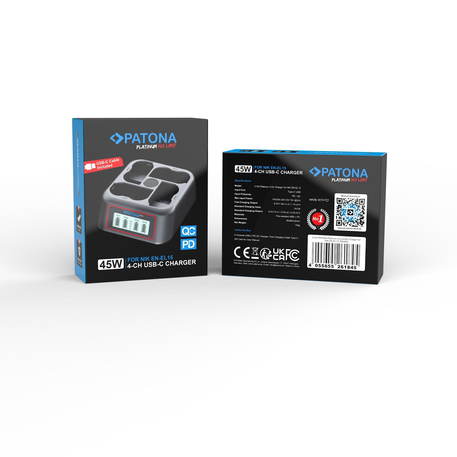 Patona punjač USB-C PD QC 4-Port Fast Charger Platinum za Nikon EN-EL15 (4155)