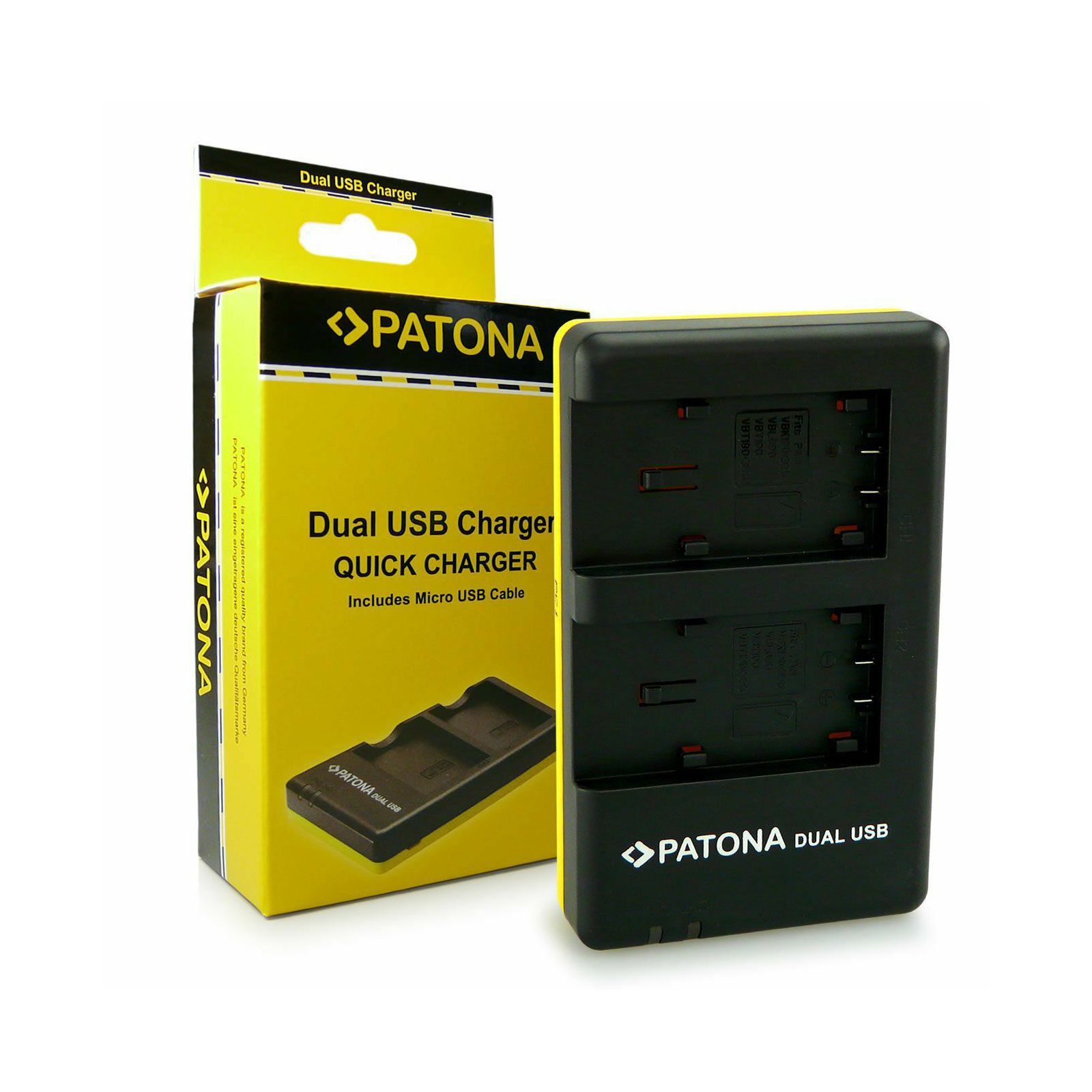 Patona punjač za Panasonic VW-VBT190 bateriju Dual Quick-Charger (VBT190, VBT-190, VBT-190 E-K, VBT190EK, VBT380, VBT-380, VBT-380 E-K, VBT380EK, HC-V757)