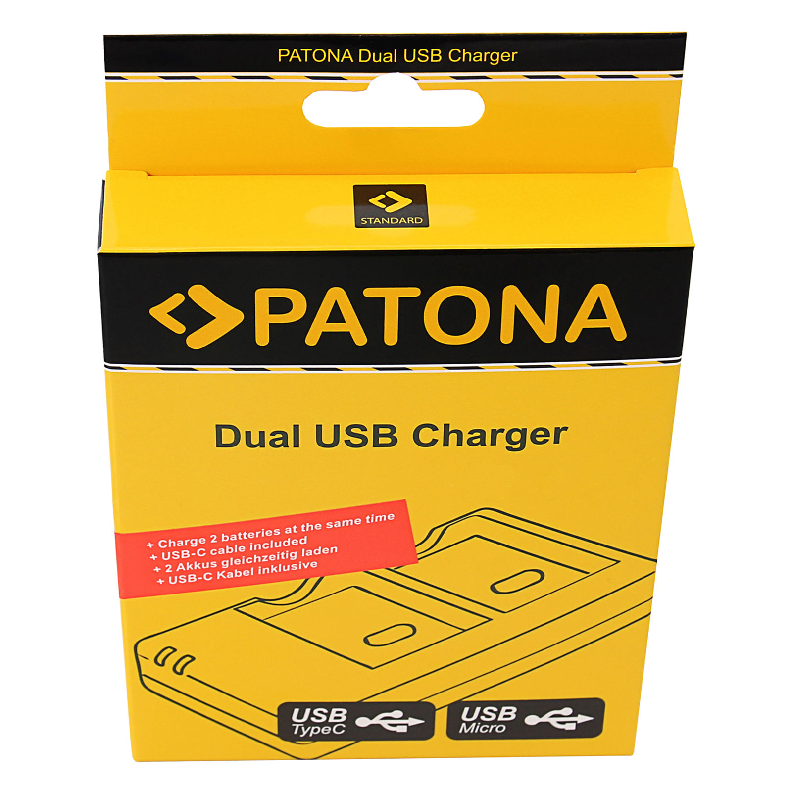 Patona punjač za Sony NP-Fxxx Dual Quick-Charger + USB-C kabel (NP-F550, NP-F750, NP-F960, NP-F970, NP-FM50, NP-FM50, NP-QM51, NP-QM71, NP-QM91, NP-FM500, NP-FM500H)