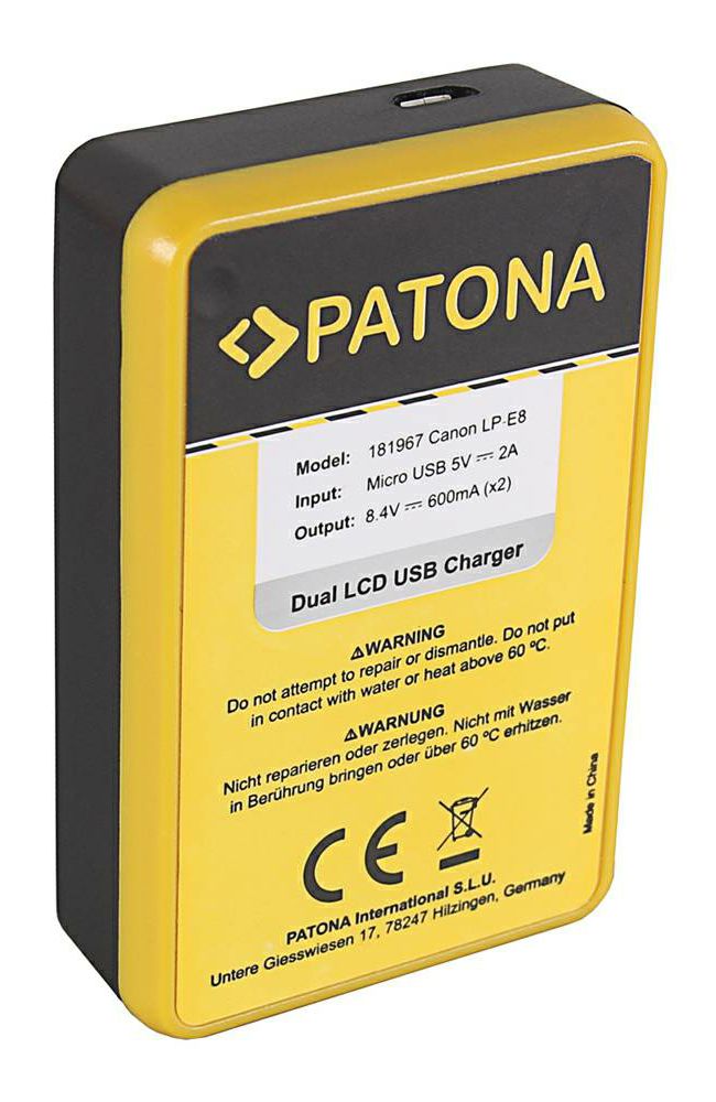 Patona USB LCD Dual Charger punjač za Canon LP-E8 LC-E8 EOS 700D, 650D, 600D, 550D, Rebel T2i