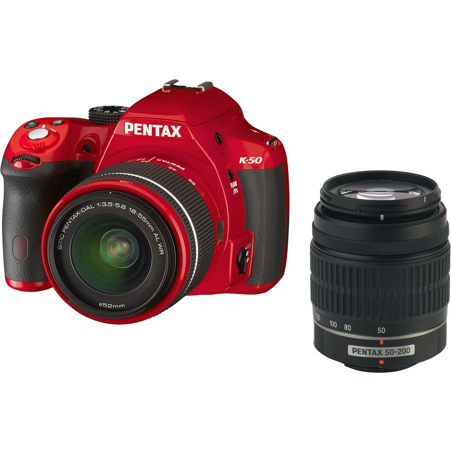 Pentax K-50 Red + DAL 18-55 WR + DAL 50-200WR 