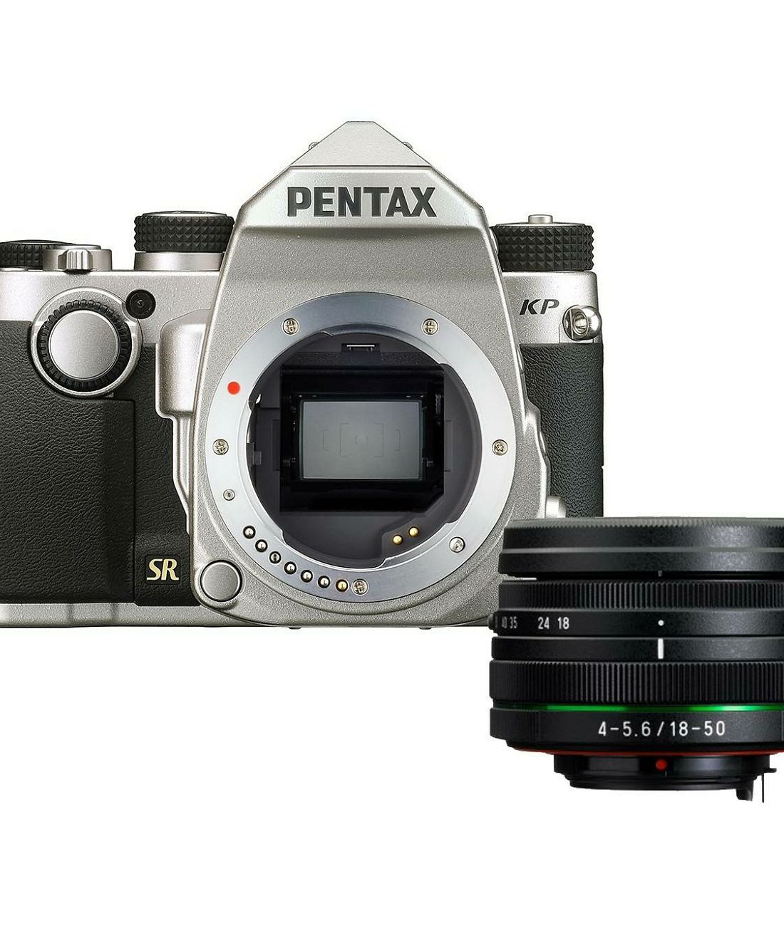 Pentax KP + 18-50mm f/4-5.6 DC WR RE Silver KIT DSLR Srebreni Digitalni fotoaparat HD DA 18-50 f/4.0-5.6 f4-5.6 4-5.6 (1603700)