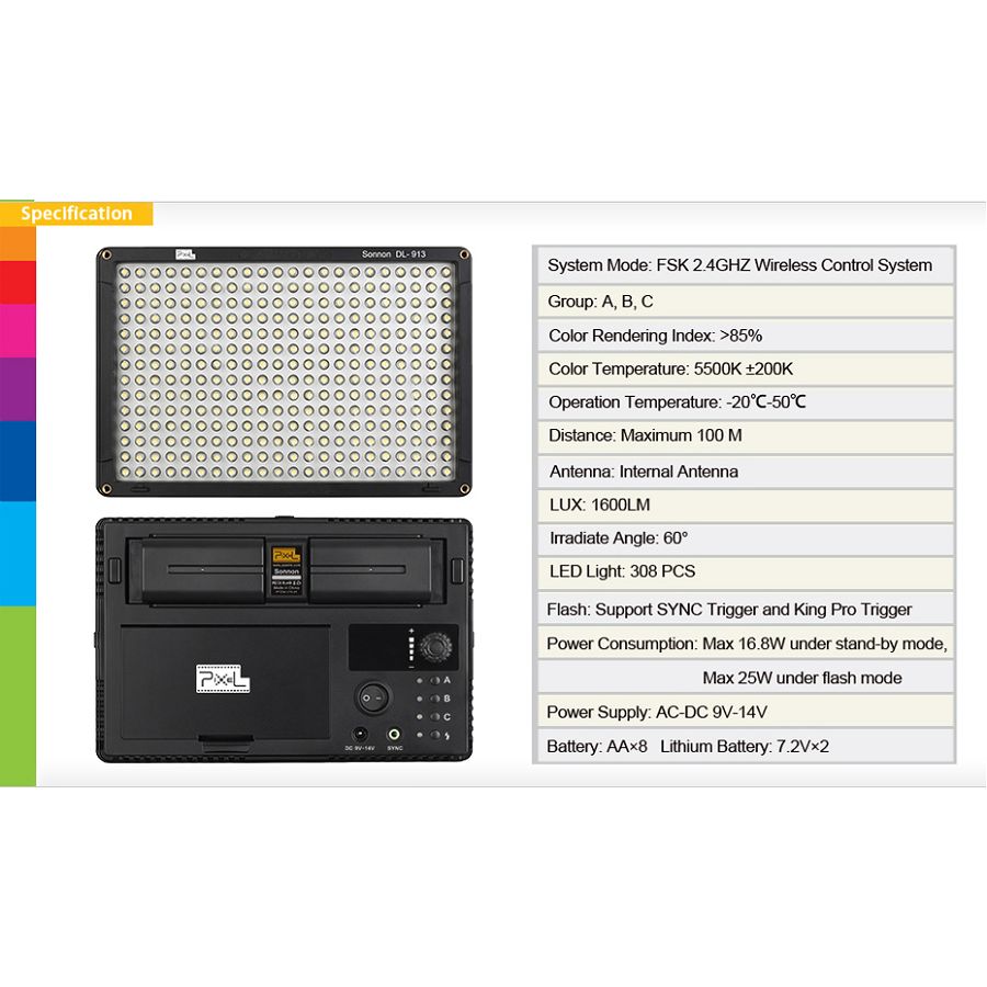 Pixel Sonnon DL-913 Dimmable LED Lamp panel rasvjeta za video snimanje