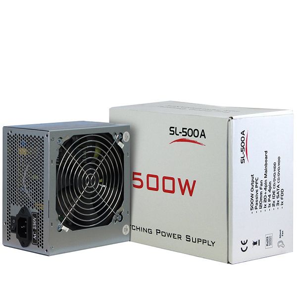 Power Supply INTER-TECH IT-SL500 AC 115/230V, 50/60Hz, DC 3.3/5/±12V, 500W, Retail, Passive PFC, 1x120