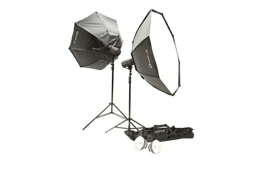 Quadralite komplet studijska rasvjeta 2x 300Ws bljeskalice + 2x Softbox Octa 120cm + 2x stalak 260cm