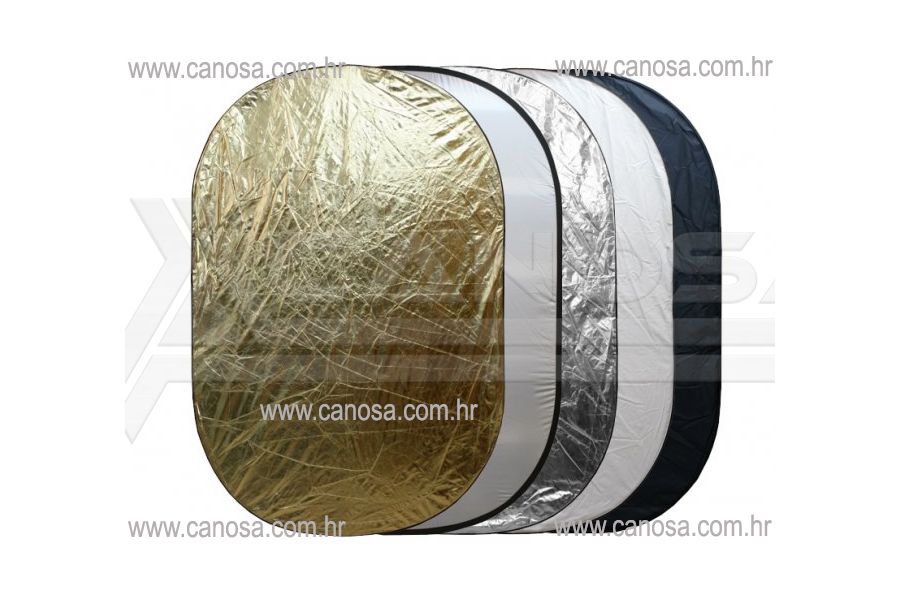 Quantuum dosvjetljivač 5u1 120x180cm bijeli srebreni zlatni crni transparentni 5-in-1 Collapsible Reflector Disc