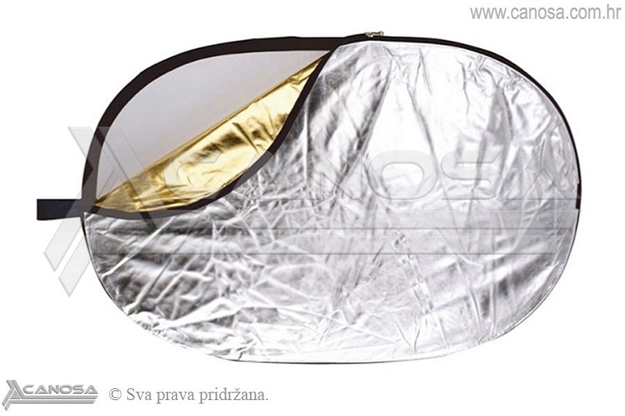 Quantuum dosvjetljivač 5u1 120x180cm bijeli srebreni zlatni crni transparentni 5-in-1 Collapsible Reflector Disc