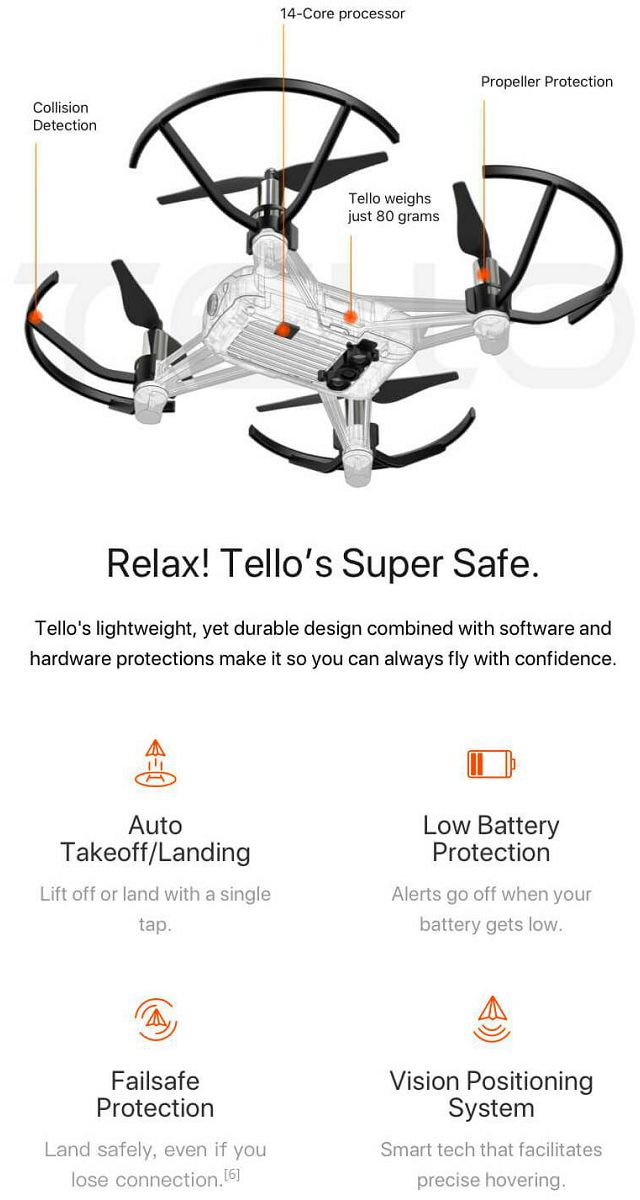 Ryze Tech Tello powered by DJI Quadcopter Flight tech dron s kamerom za snimanje iz zraka 13min, 100m, 720p