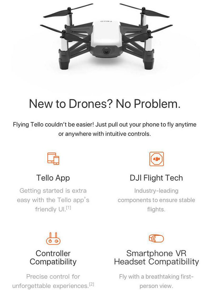 Ryze Tech Tello powered by DJI Quadcopter Flight tech dron s kamerom za snimanje iz zraka 13min, 100m, 720p