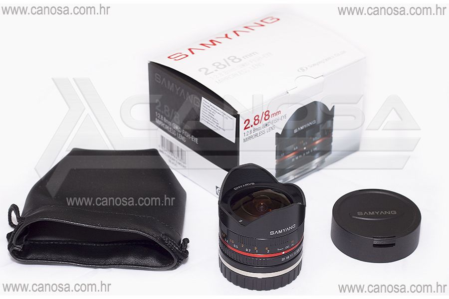 Samyang 8mm f/2.8 UMC Fisheye CS Silver objektiv za Sony E-Mount Fish-eye prime lens F2.8 F/2,8 srebreni