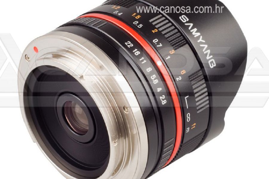 Samyang 8mm f/2.8 UMC Fisheye CS Silver objektiv za Sony E-Mount Fish-eye prime lens F2.8 F/2,8 srebreni