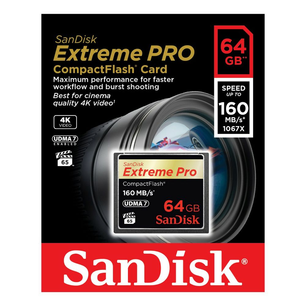 SanDisk CF 64GB 160MB/s Extreme Pro VPG 65 UDMA 7 Compact Flash memorijska kartica (SDCFXPS-064G-X46)