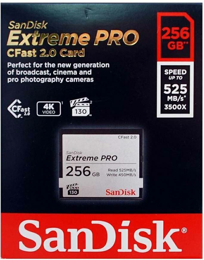 SanDisk CFAST 2.0 256GB 525MB/s VPG130 Extreme Pro memorijska kartica (SDCFSP-256G-G46D)