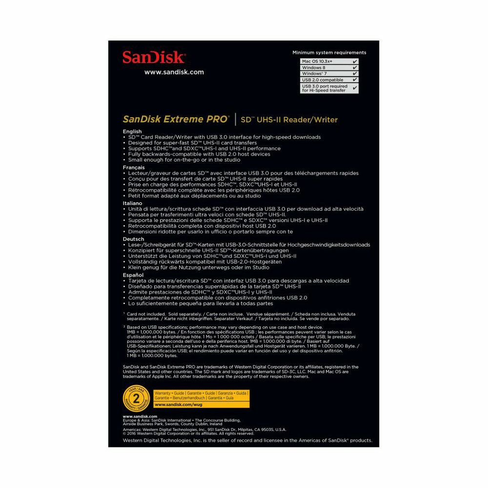 SanDisk čitač kartica USB Type-A Reader for SD UHS-I and UHS-II Cards (SDDR-399-G46)