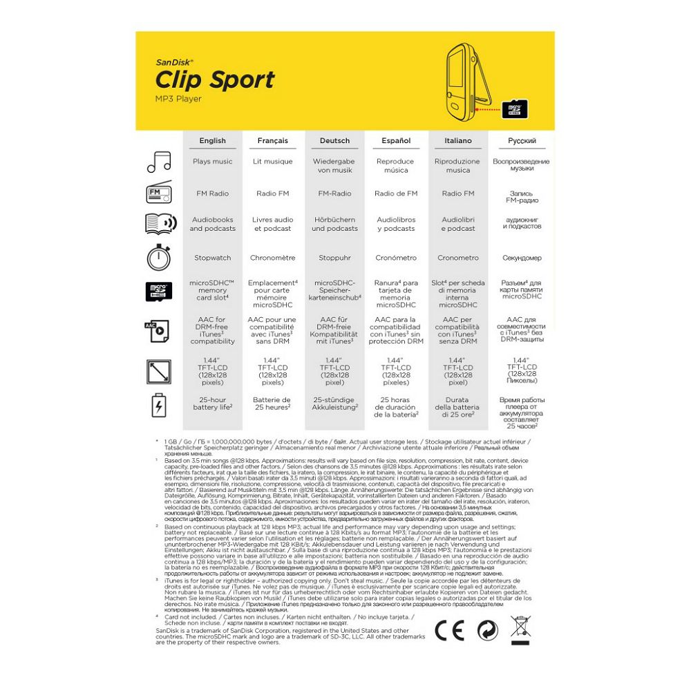SanDisk Clip Sport Yellow 8GB MP3 player (SDMX24-008G-G46Y)