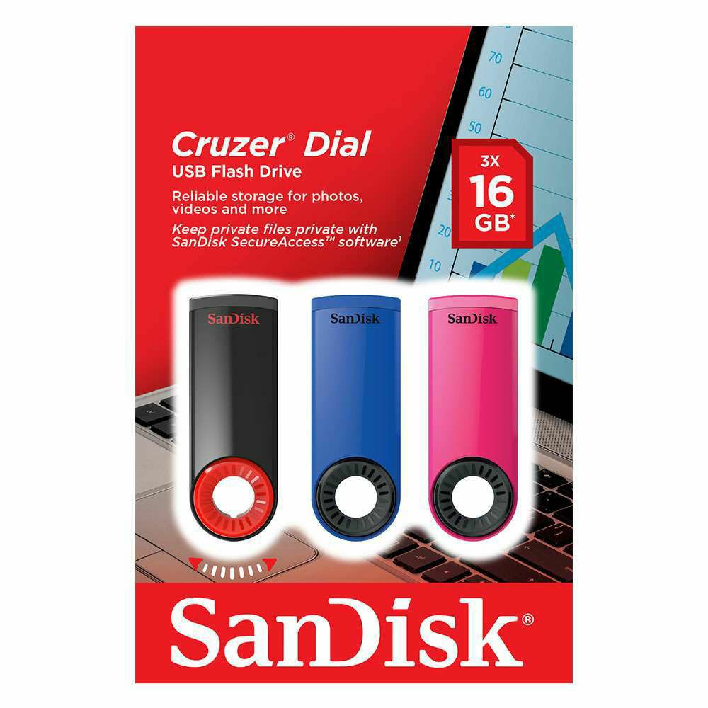 SanDisk Cruzer Dial triple pack (16GB x 3) Blue Pink & Black USB memorija (SDCZ57-016G-B46T)