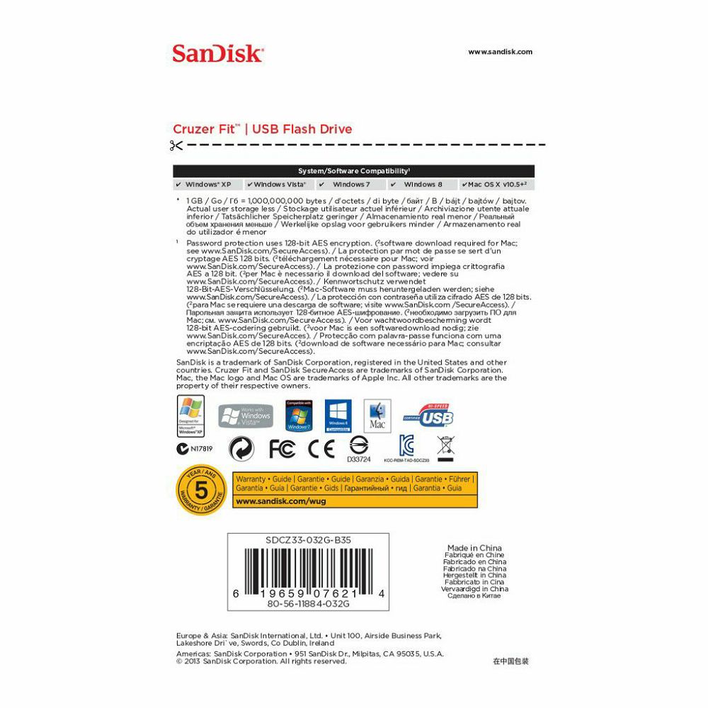 SanDisk Cruzer Fit 64GB USB memorija (SDCZ33-064G-B35)