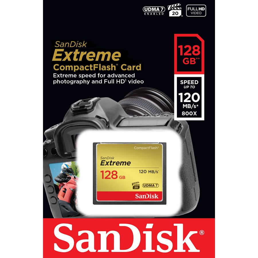 SanDisk Extreme CF 120MB/s 128 GB SDCFXS-128G-X46 compact flash card