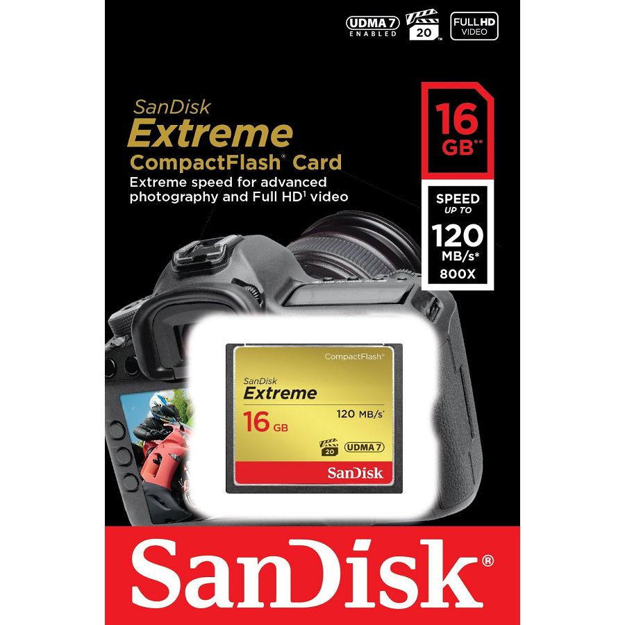 SanDisk Extreme CF 120MB/s 16GB SDCFXS-016G-X46 Compact Flash