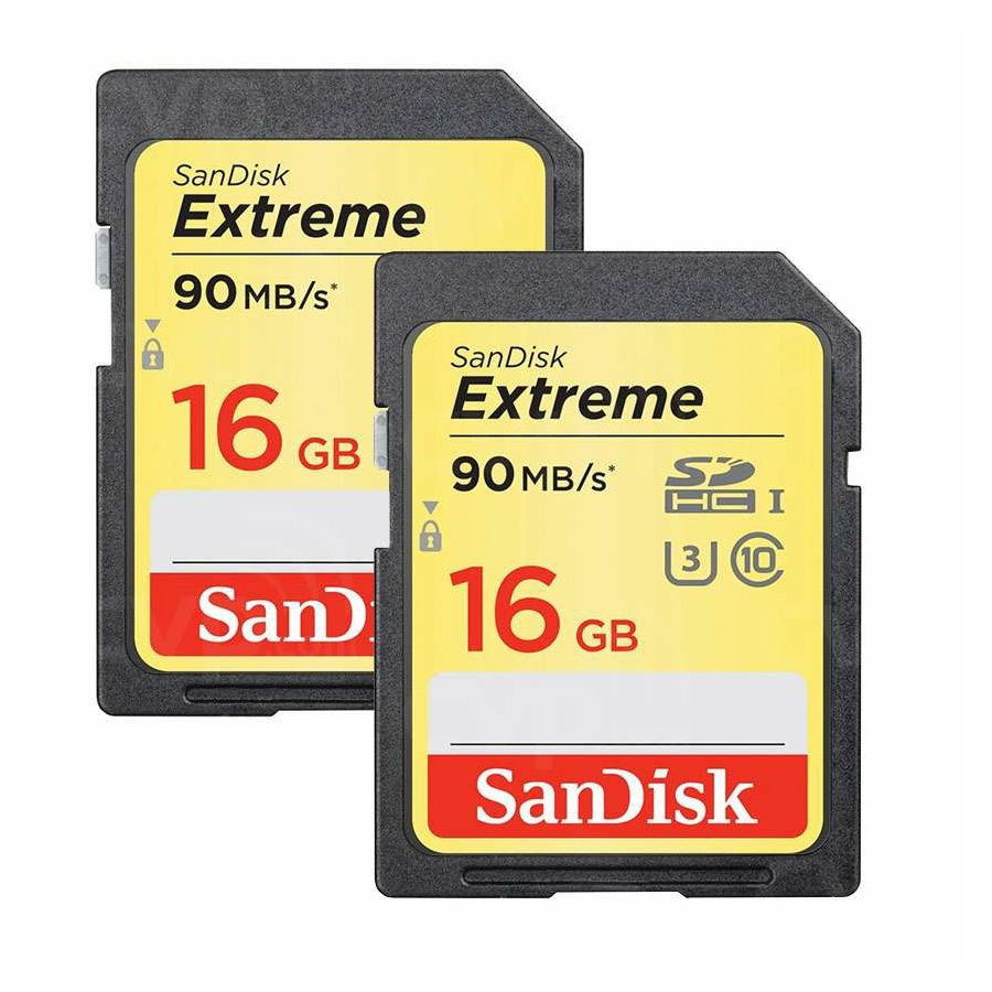 SanDisk Extreme Plus SDHC 16GB, 90MB/s - Class 10 UHS-I U3 2-pack SDSDXSF-016G-GNCI2 Memorijska kartica