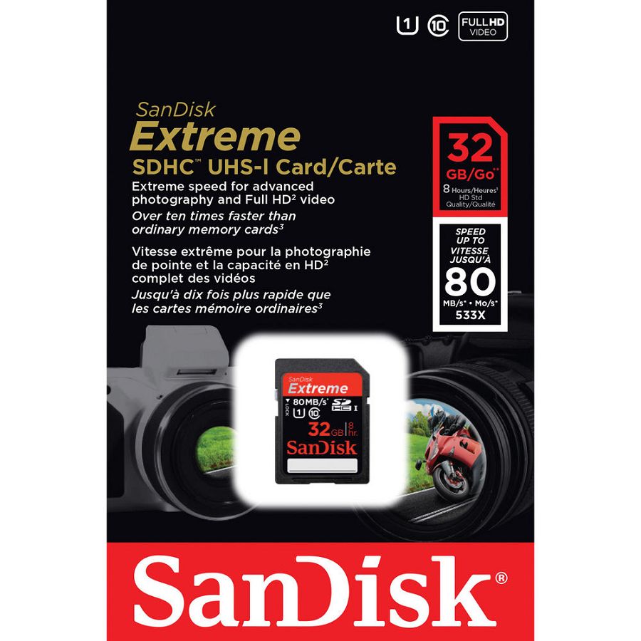 SanDisk Extreme Plus SDHC 32GB, 80MB/s UHS 1, C10 SDSDXS-032G-X46